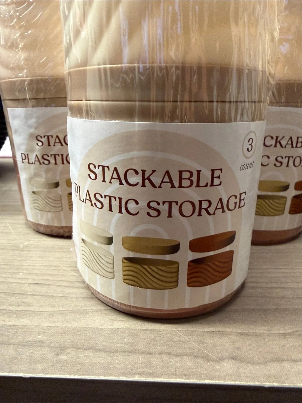 ❣️5|$25❣️Stackable Plastic Storage Container Set in Tan - 3 Count